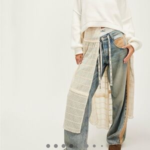 White Free People Easy Street Crop White Ribbed Sweater - Size M